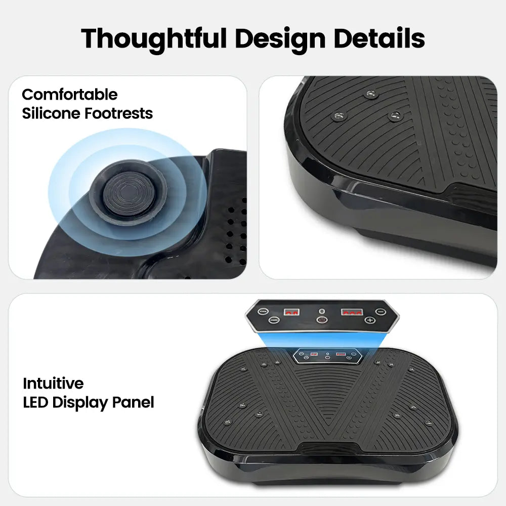 Ranbro Portable Vibration Plate Exercise Machine - 330 lbs Capacity, 120 Speed Levels, Whole Body Workout Platform with Resistance Bands & Remote, Quiet Home Gym Solution