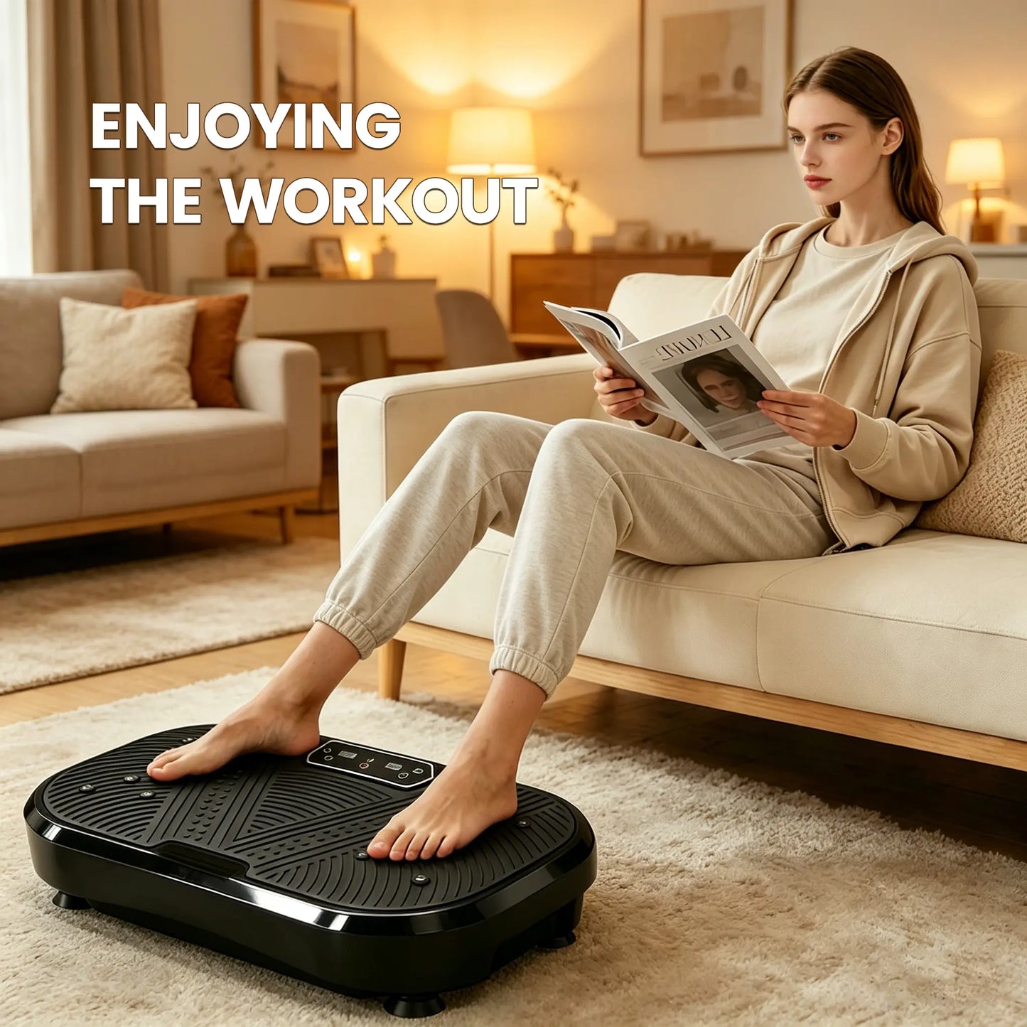 Ranbro Portable Vibration Plate Exercise Machine - 330 lbs Capacity, 120 Speed Levels, Whole Body Workout Platform with Resistance Bands & Remote, Quiet Home Gym Solution