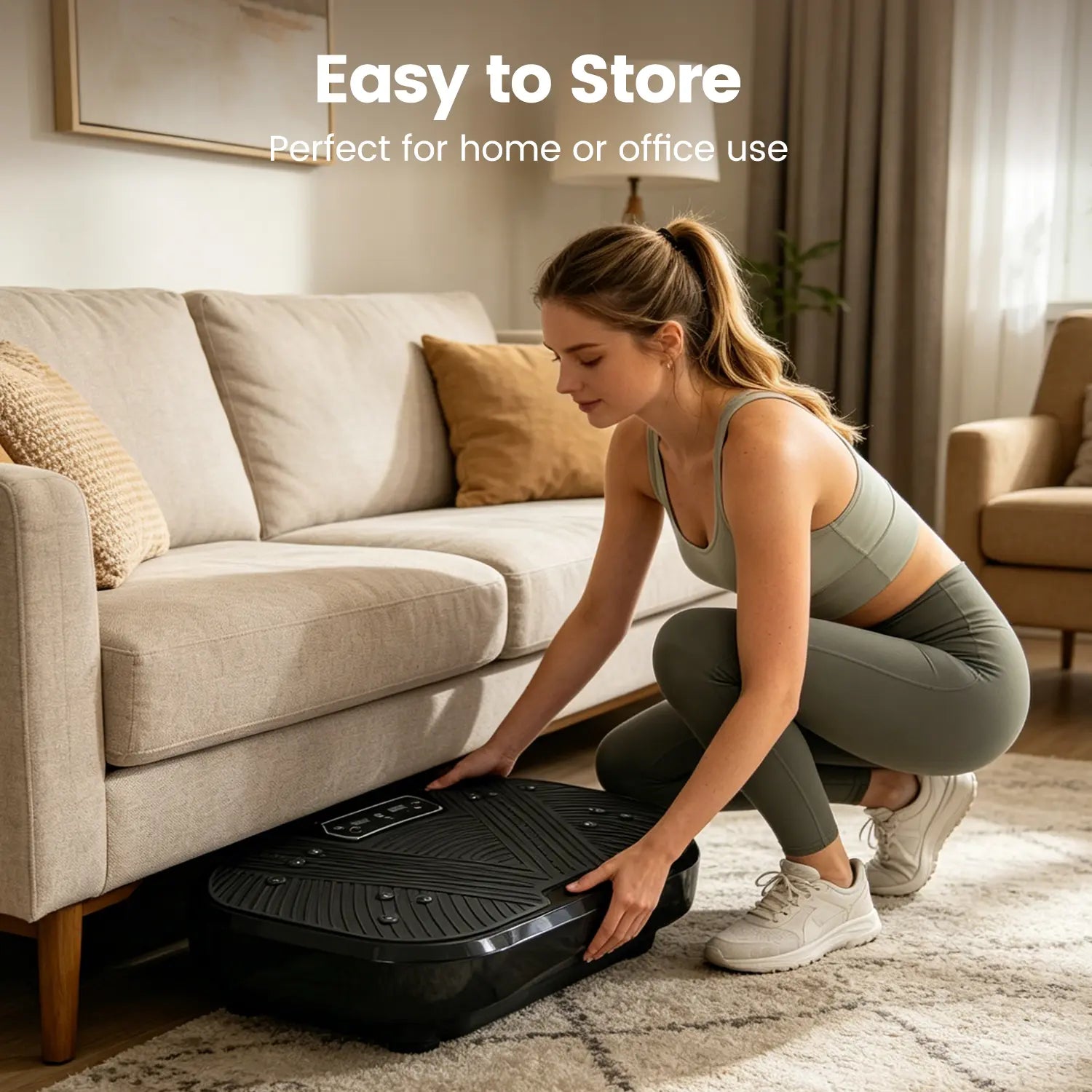 Ranbro Portable Vibration Plate Exercise Machine - 330 lbs Capacity, 120 Speed Levels, Whole Body Workout Platform with Resistance Bands & Remote, Quiet Home Gym Solution