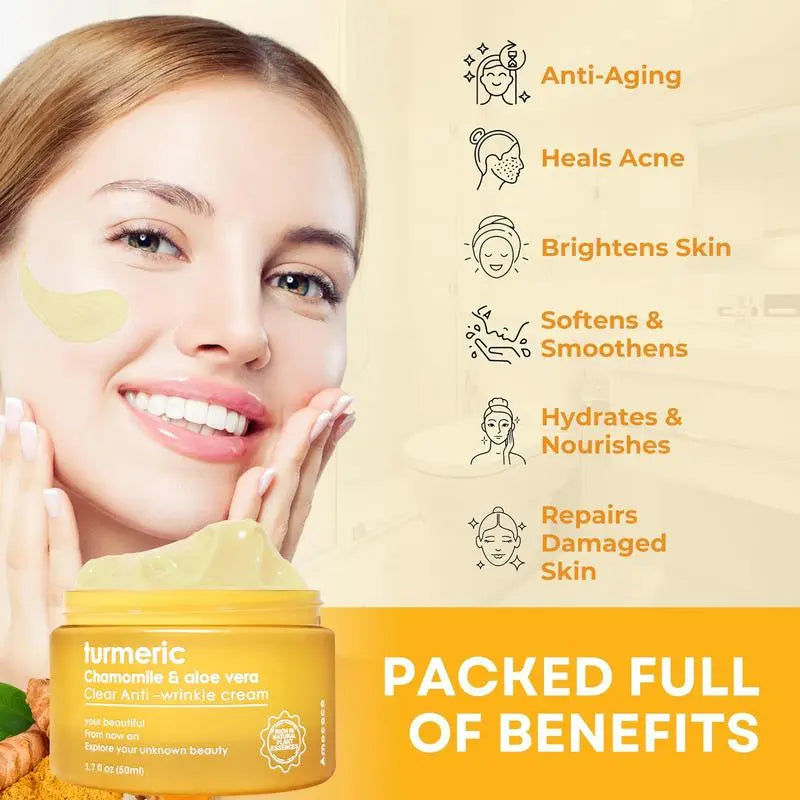 Turmeric Moisturizing Face Cream 50G - Hydrating Skincare for Normal, Dry, Oily, & Combination Skin - Alcohol-Free, Moisturizing Formula - Moisturizer